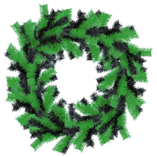 GREEN AND BLACK TINSEL CHRISTMAS WREATHS