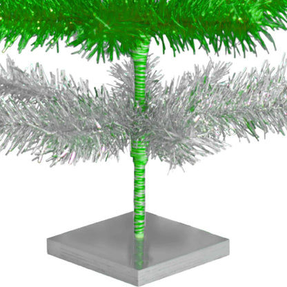 GREEN & SILVER LAYERED TINSEL CHRISTMAS TREE