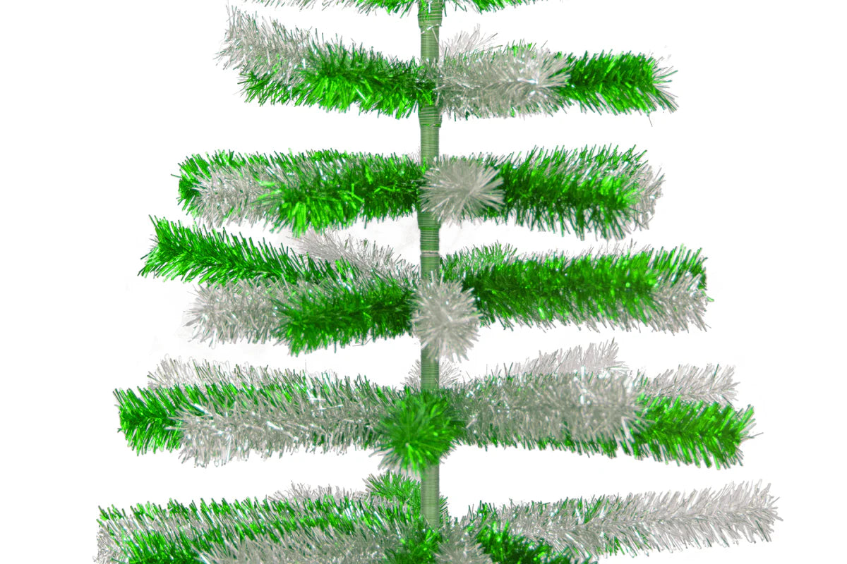 GREEN & SILVER MIXED TINSEL TREE