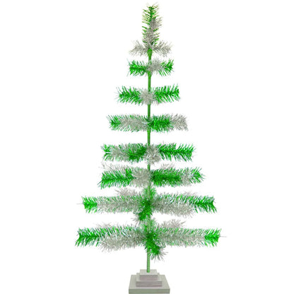 GREEN & SILVER MIXED TINSEL TREE