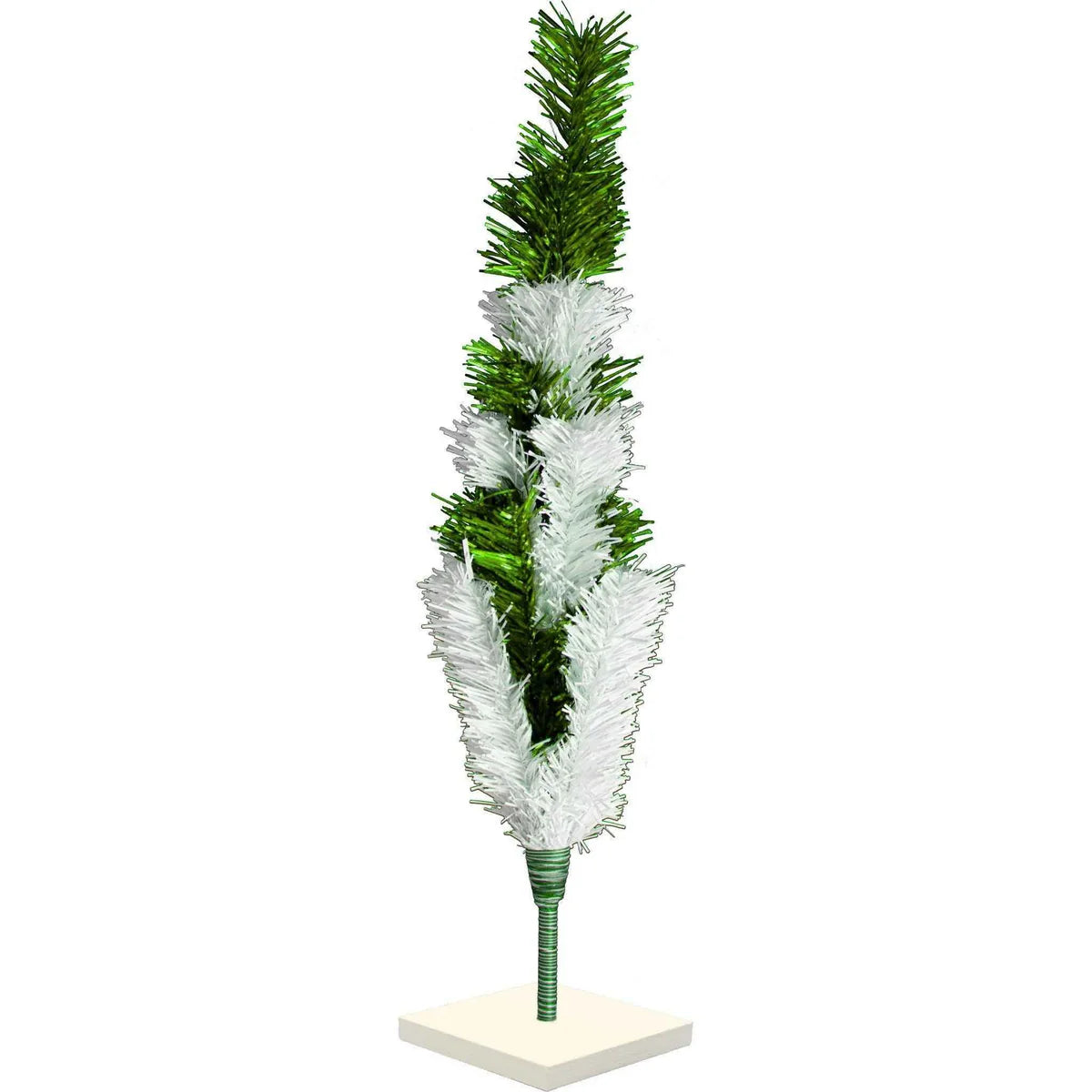 GREEN & WHITE LAYERED TINSEL CHRISTMAS TREE
