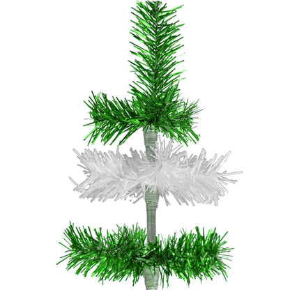 GREEN & WHITE LAYERED TINSEL CHRISTMAS TREE