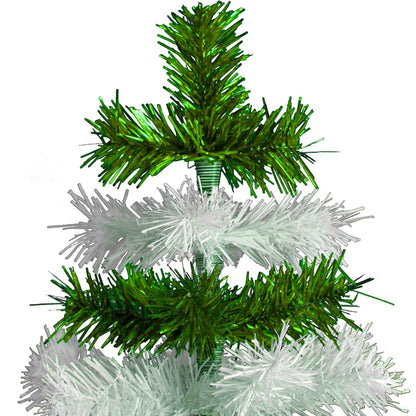 GREEN & WHITE LAYERED TINSEL CHRISTMAS TREE