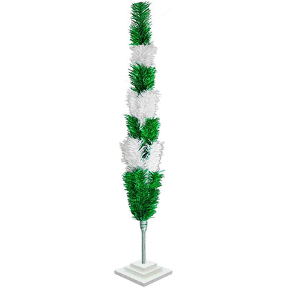 GREEN & WHITE LAYERED TINSEL CHRISTMAS TREE