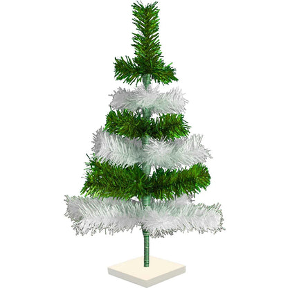 GREEN & WHITE LAYERED TINSEL CHRISTMAS TREE