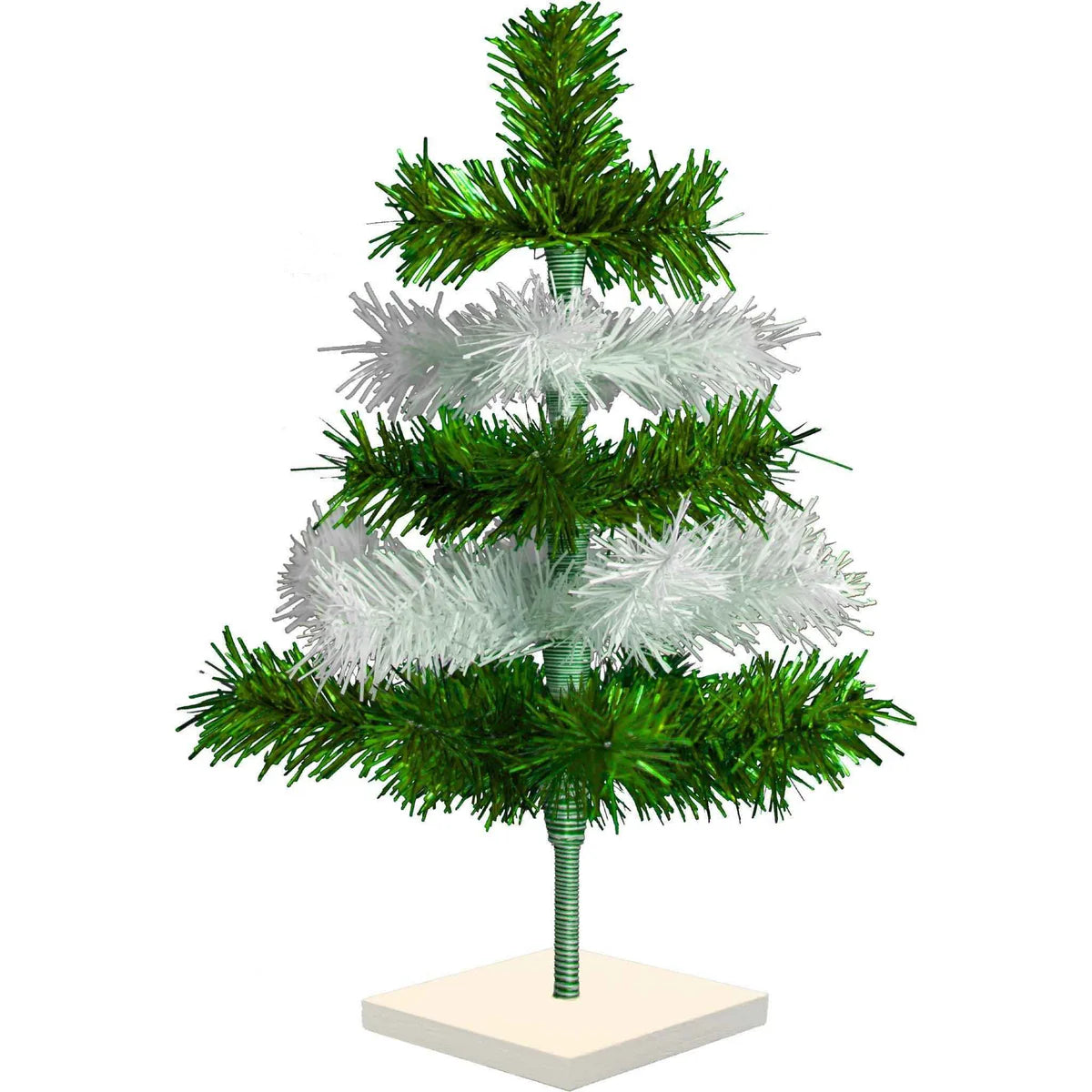GREEN & WHITE LAYERED TINSEL CHRISTMAS TREE