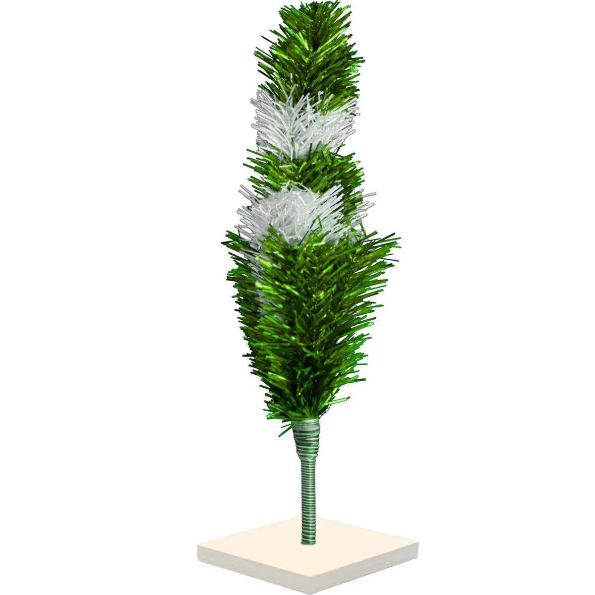 GREEN & WHITE LAYERED TINSEL CHRISTMAS TREE