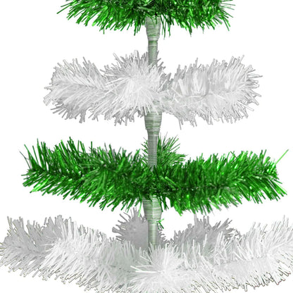 GREEN & WHITE LAYERED TINSEL CHRISTMAS TREE