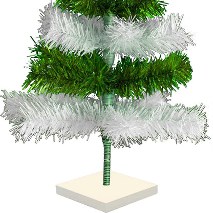GREEN & WHITE LAYERED TINSEL CHRISTMAS TREE