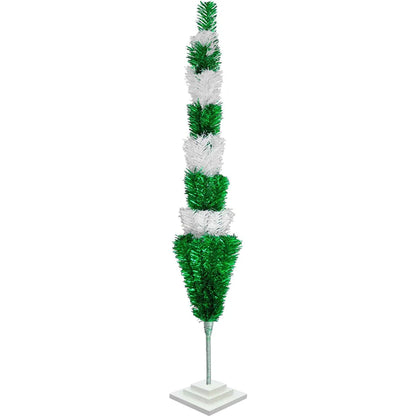 GREEN & WHITE LAYERED TINSEL CHRISTMAS TREE