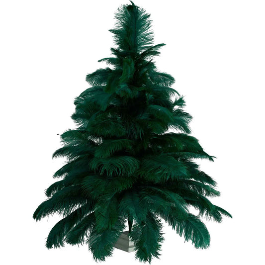 GREEN OSTRICH FEATHER CHRISTMAS TREE
