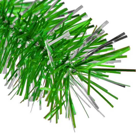 METALLIC GREEN & SILVER TINSEL GARLAND