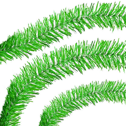 METALLIC GREEN & SILVER TINSEL GARLAND