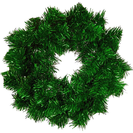 METALLIC GREEN TINSEL CHRISTMAS WREATHS