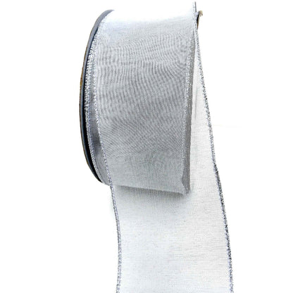 METALLIC SILVER WIRED-EDGE RIBBON