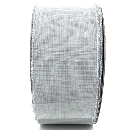 METALLIC SILVER WIRED-EDGE RIBBON