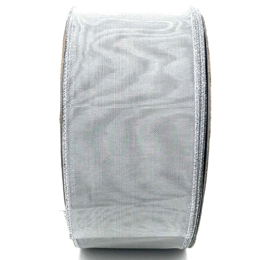 METALLIC SILVER WIRED-EDGE RIBBON