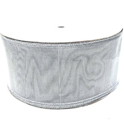 METALLIC SILVER WIRED-EDGE RIBBON