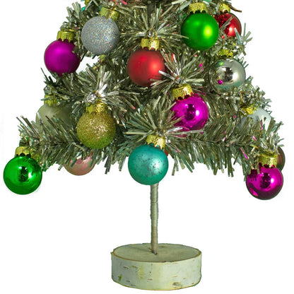 MINI ANTIQUE SILVER TINSEL CHRISTMAS TREE