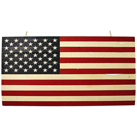 NAVY BLUE WOODEN AMERICAN FLAG