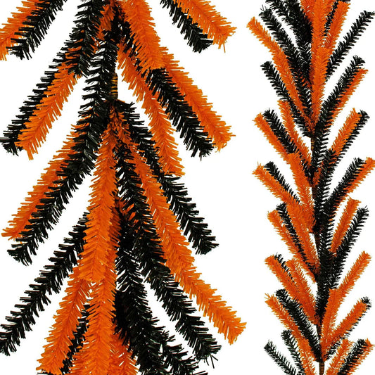 ORANGE & BLACK 1IN TINSEL HALLOWEEN GARLAND