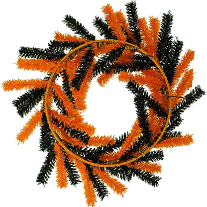 ORANGE AND BLACK 1IN TINSEL HALLOWEEN WREATH