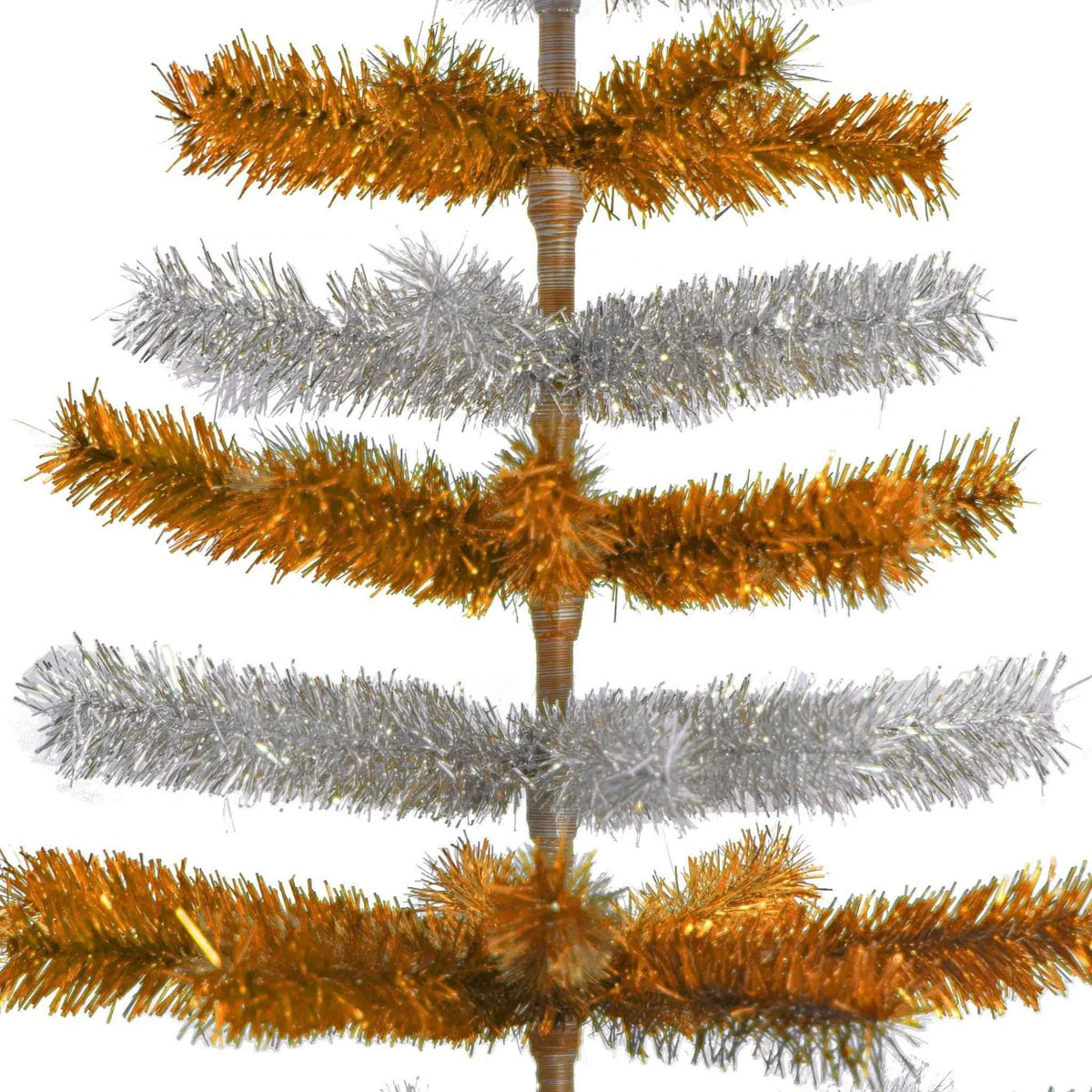 ORANGE & SILVER LAYERED TINSEL CHRISTMAS TREE