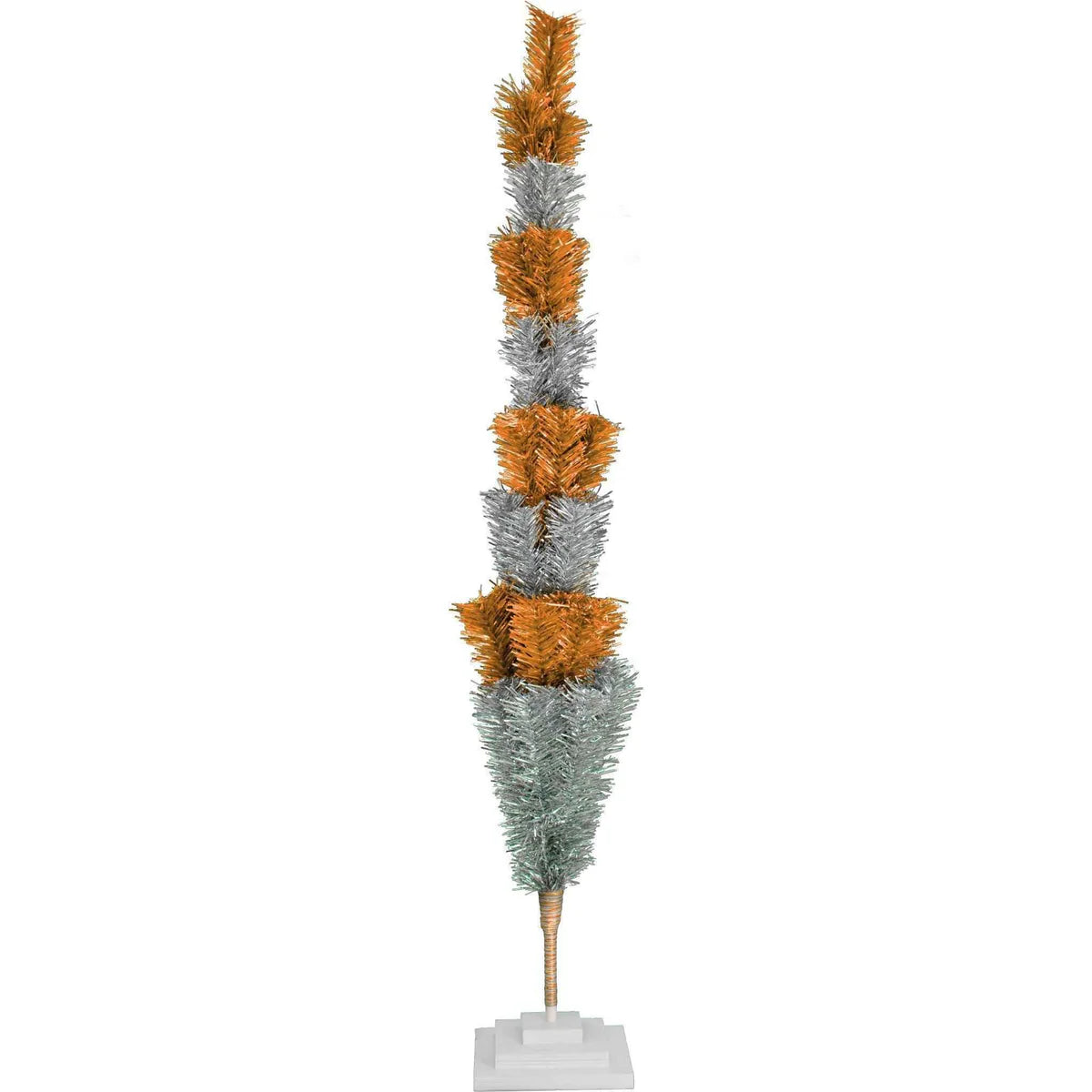 ORANGE & SILVER LAYERED TINSEL CHRISTMAS TREE
