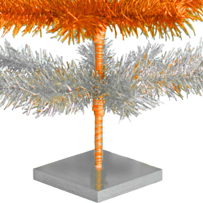 ORANGE & SILVER LAYERED TINSEL CHRISTMAS TREE
