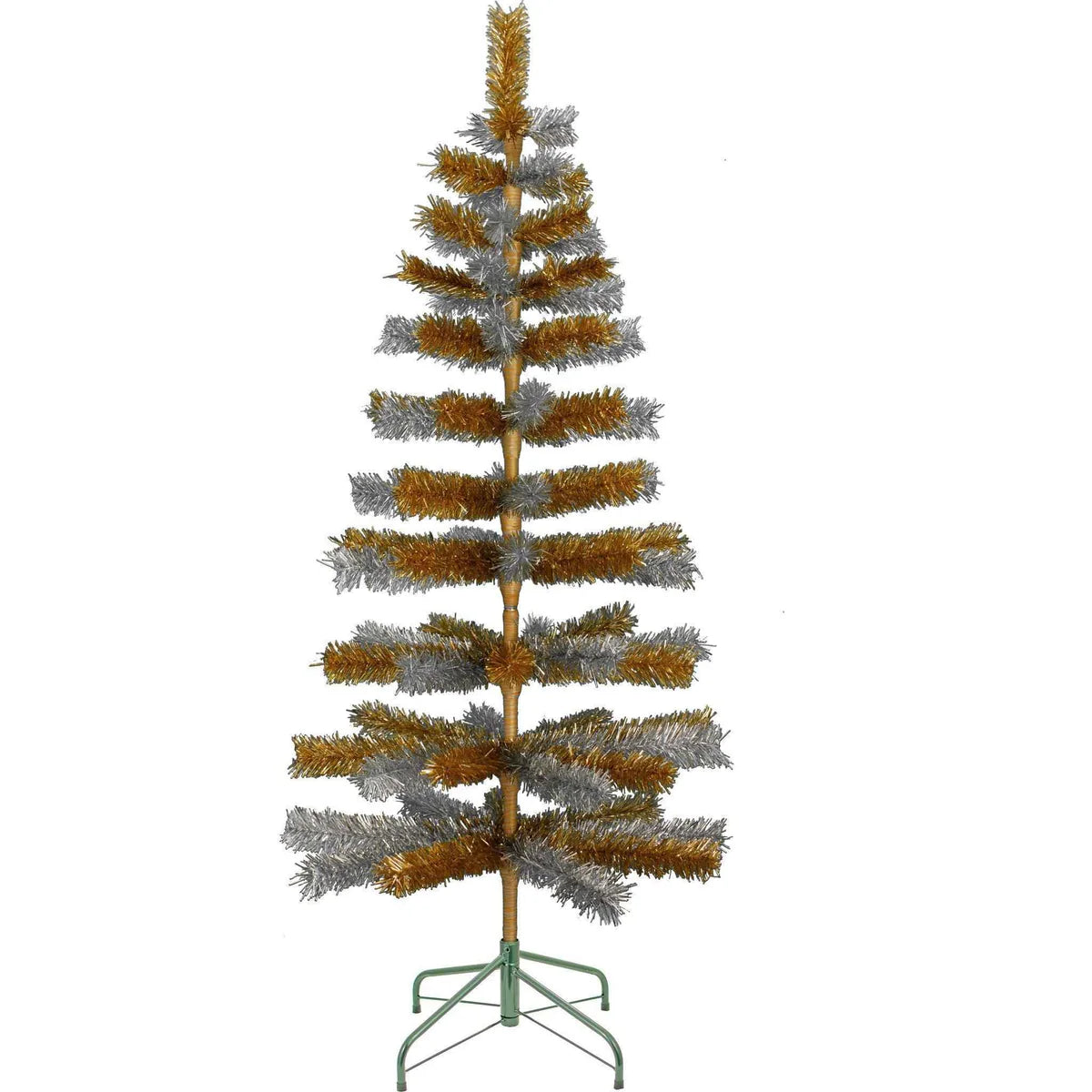 ORANGE & SILVER MIXED TINSEL CHRISTMAS TREE