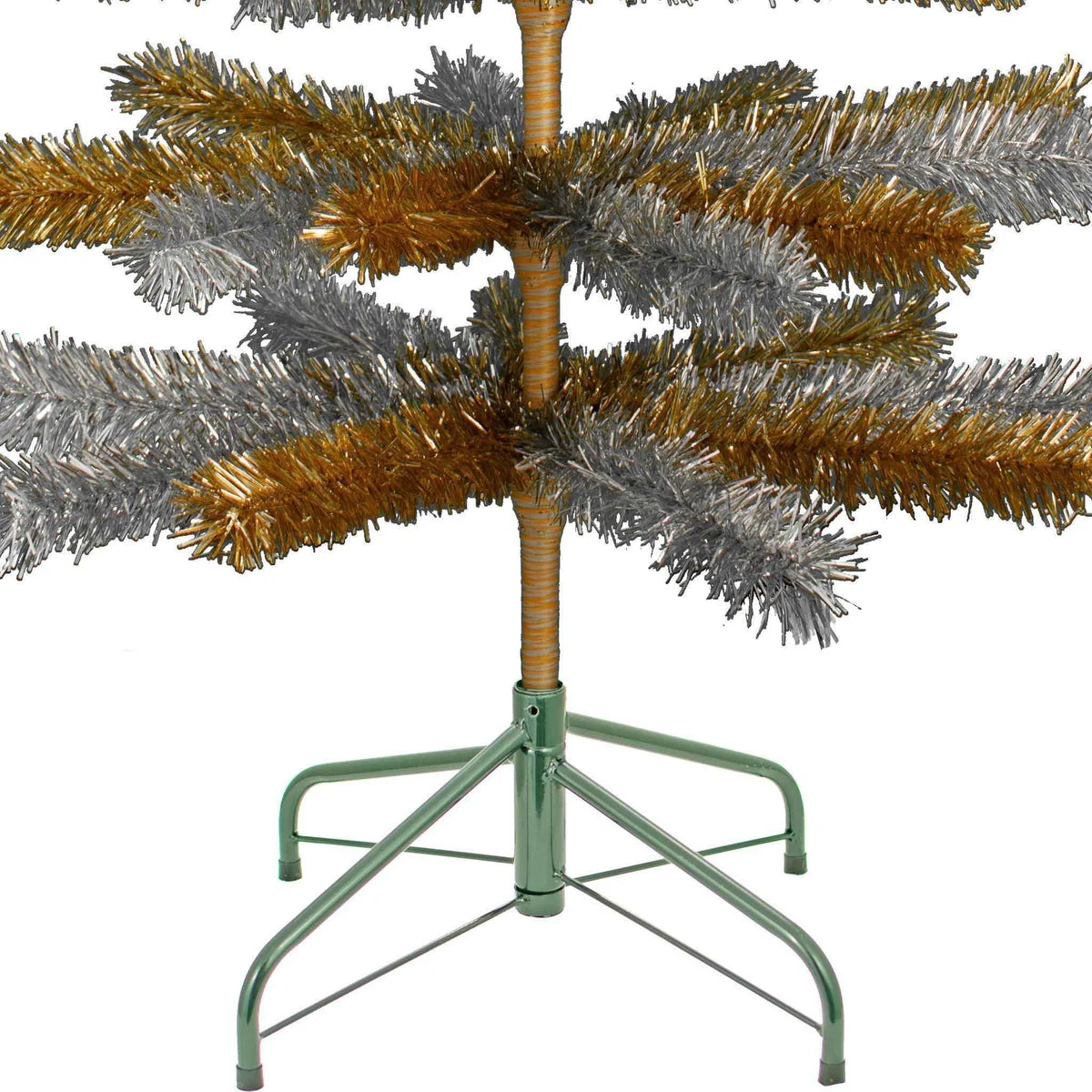 ORANGE & SILVER MIXED TINSEL CHRISTMAS TREE