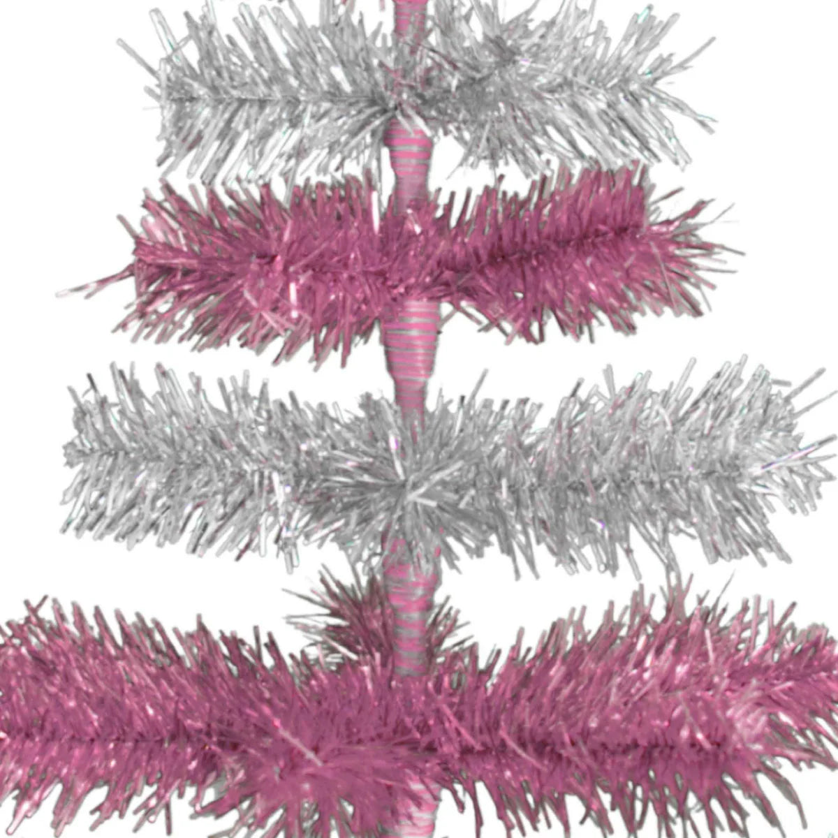 PINK & SILVER LAYERED TINSEL TREES