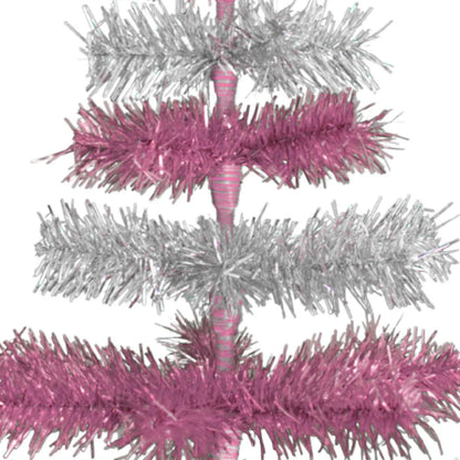 PINK & SILVER LAYERED TINSEL TREES