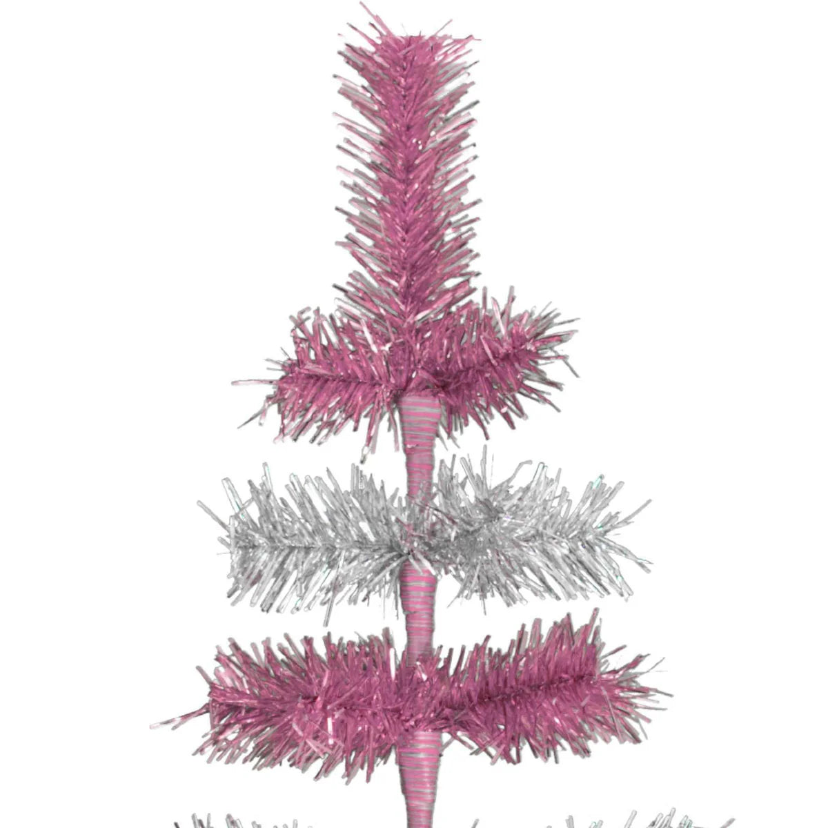 PINK & SILVER LAYERED TINSEL TREES