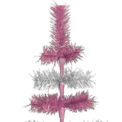 PINK & SILVER LAYERED TINSEL TREES