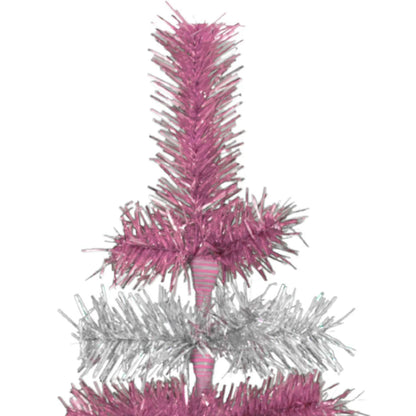 PINK & SILVER LAYERED TINSEL TREES