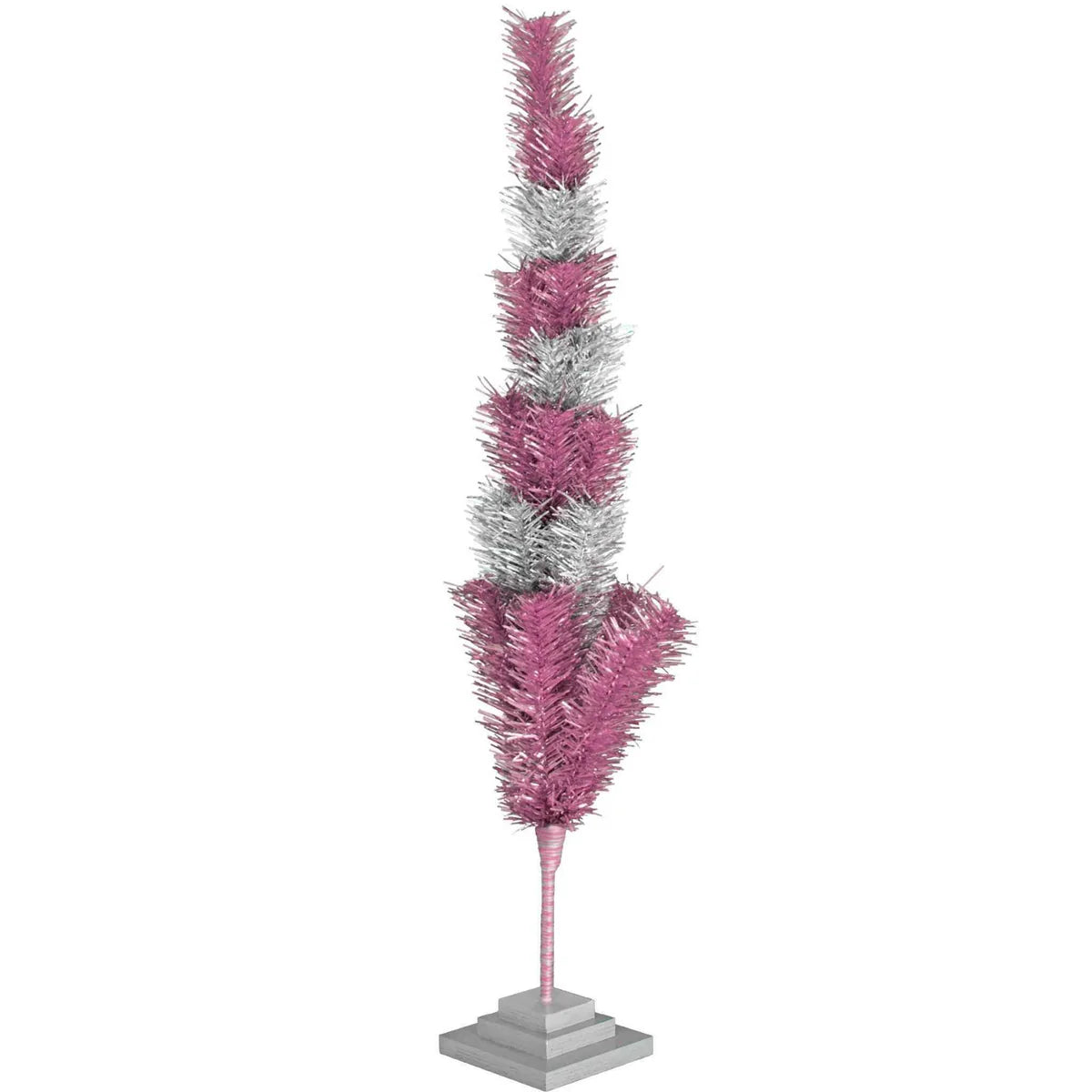 PINK & SILVER LAYERED TINSEL TREES
