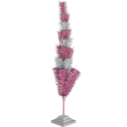 PINK & SILVER LAYERED TINSEL TREES