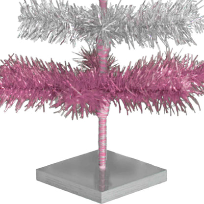 PINK & SILVER LAYERED TINSEL TREES