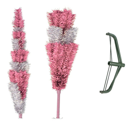 PINK & SILVER LAYERED TINSEL TREES