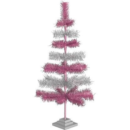 PINK & SILVER LAYERED TINSEL TREES