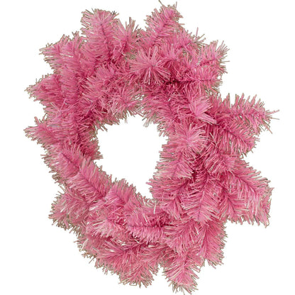 PINK AND SILVER TINSEL CHRISTMAS WREATHS