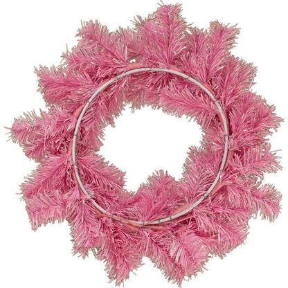 PINK AND SILVER TINSEL CHRISTMAS WREATHS