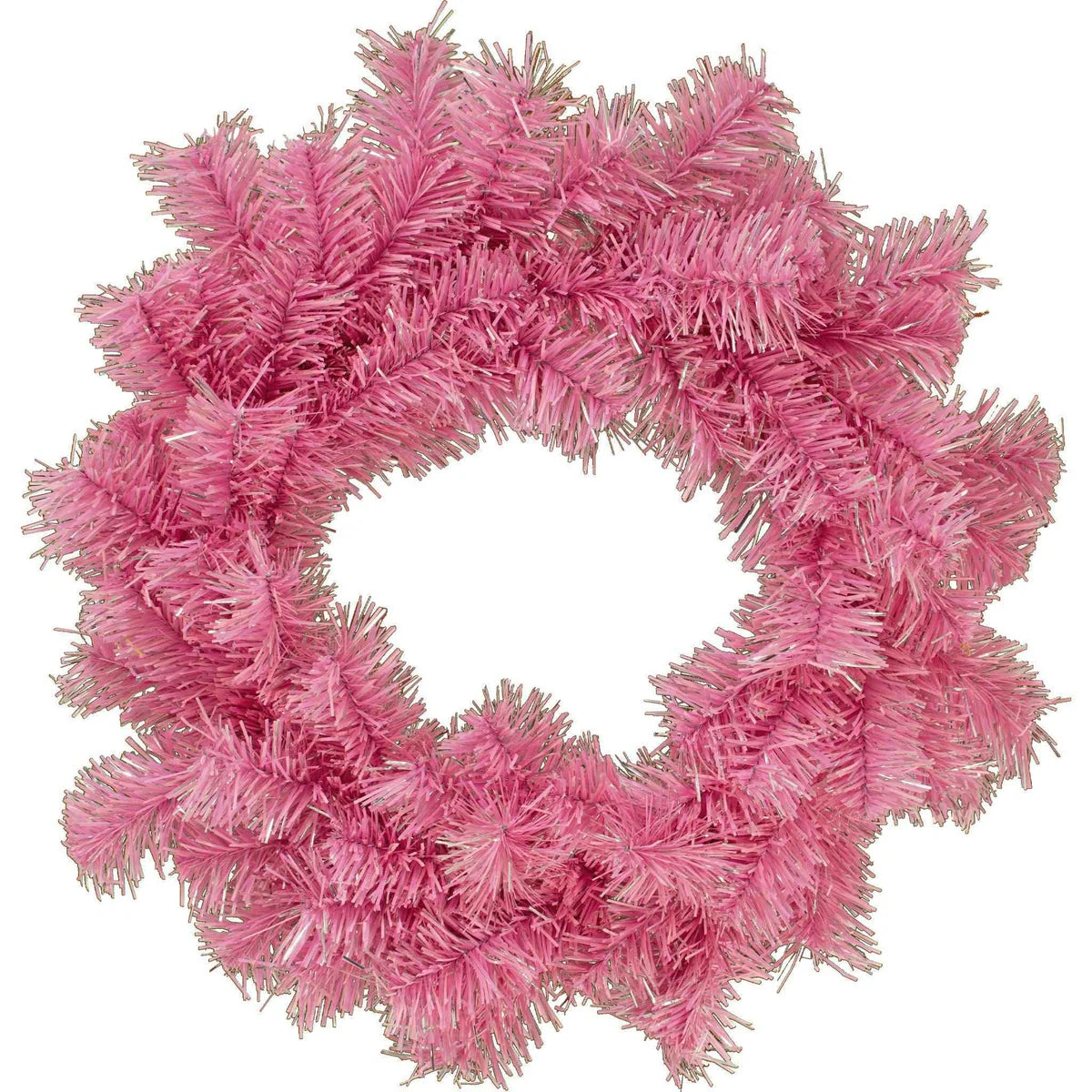PINK AND SILVER TINSEL CHRISTMAS WREATHS