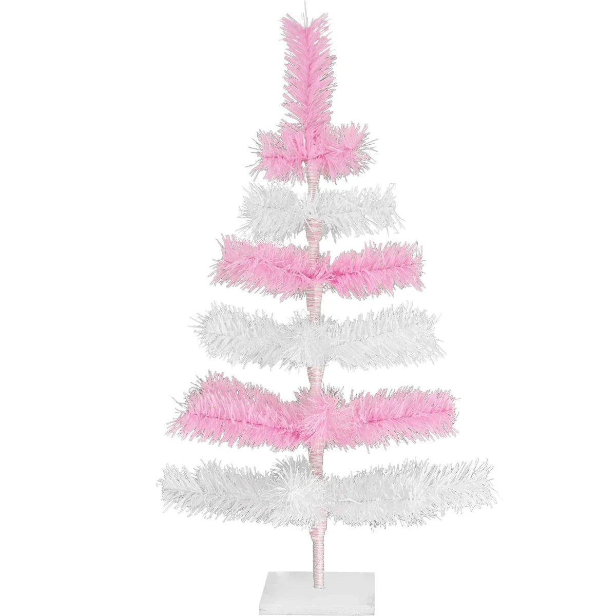 PINK & WHITE LAYERED TINSEL CHRISTMAS TREE