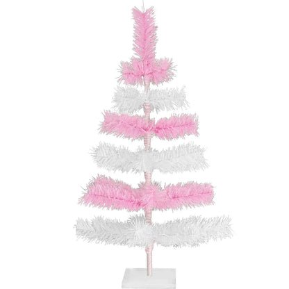 PINK & WHITE LAYERED TINSEL CHRISTMAS TREE