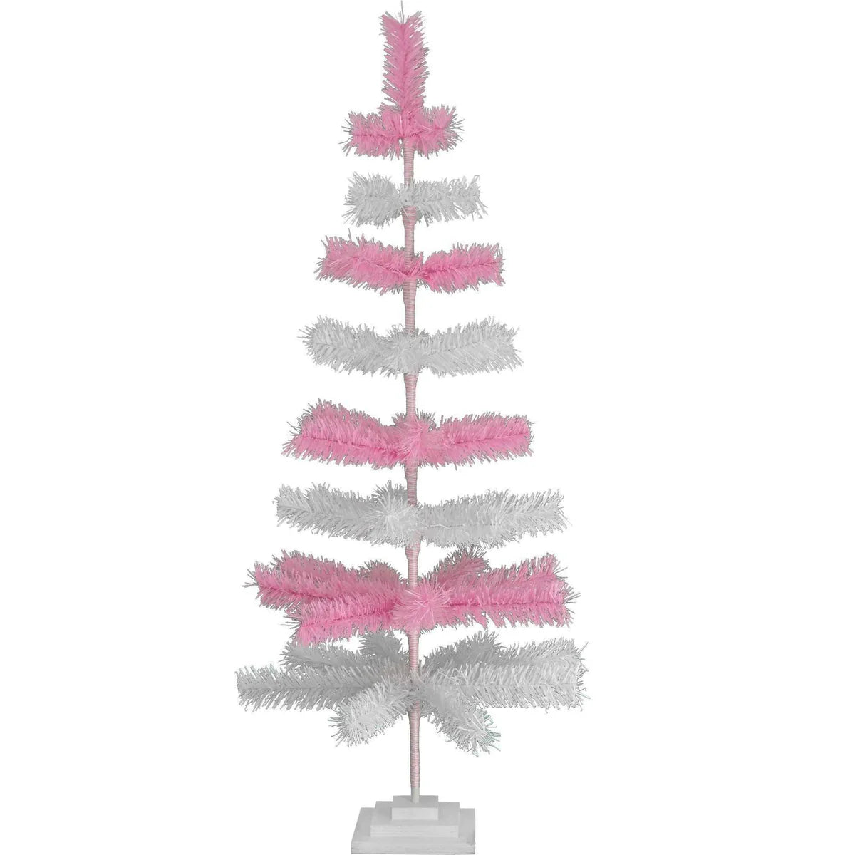PINK & WHITE LAYERED TINSEL CHRISTMAS TREE