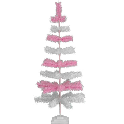 PINK & WHITE LAYERED TINSEL CHRISTMAS TREE