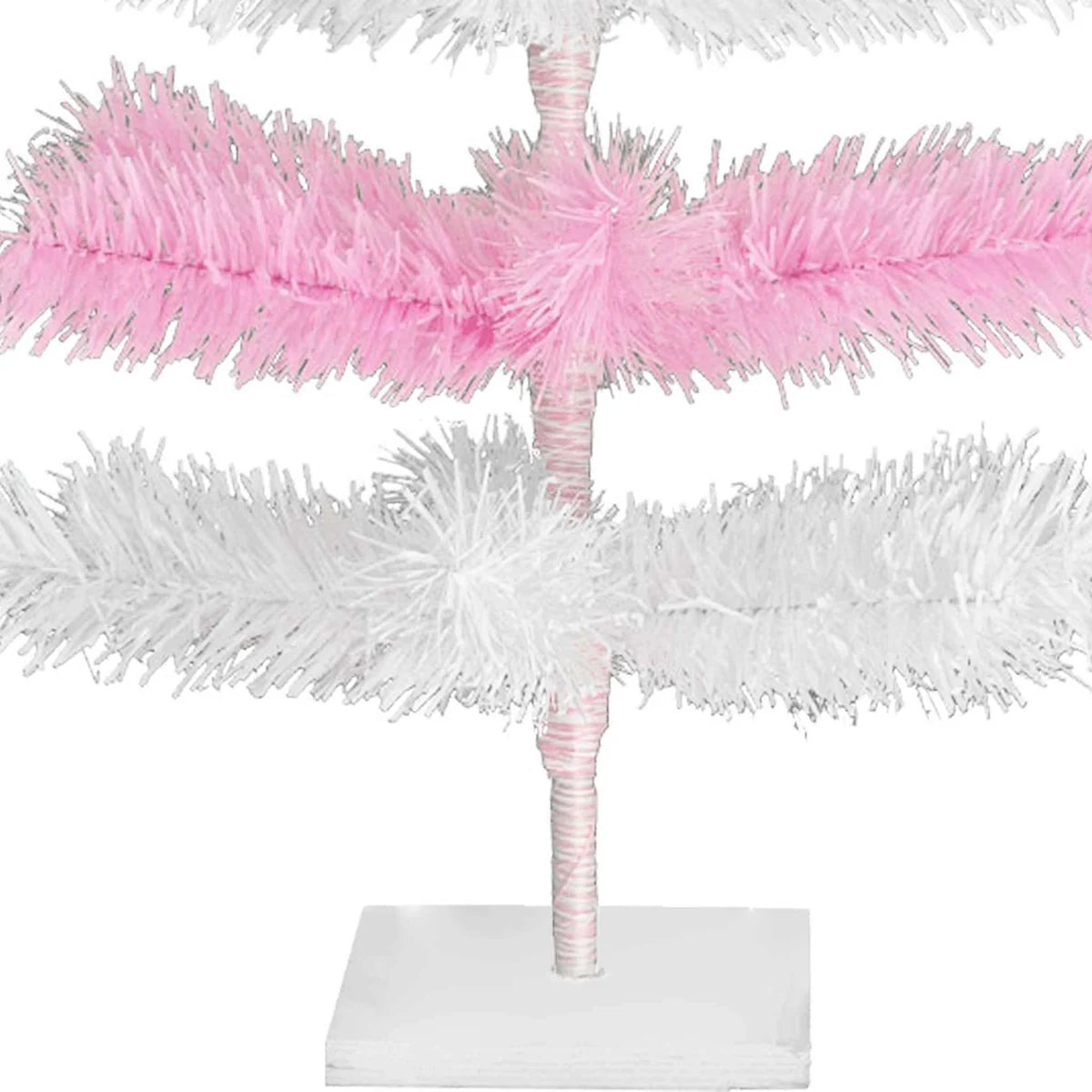 PINK & WHITE LAYERED TINSEL CHRISTMAS TREE