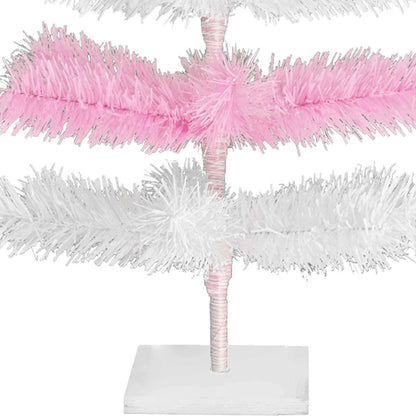 PINK & WHITE LAYERED TINSEL CHRISTMAS TREE